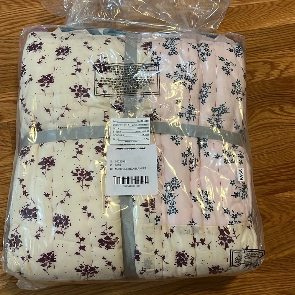Anthropologie Marvele Patchwork Bed Blanket 60” x 80” NWT